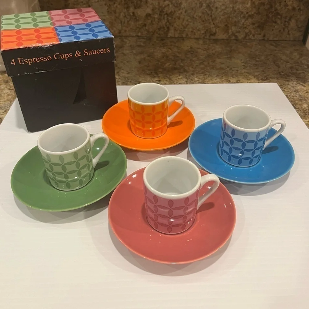 Museo Mundo Espresso Cups Set of 4 2007 Museum of New Mexico Mimi Robinson NIB